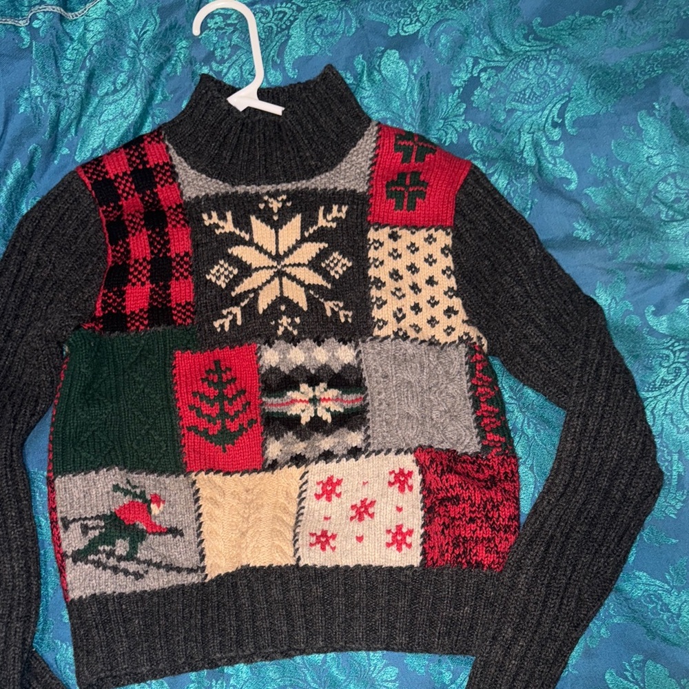 Ralph Lauren Lambswool Multicolor Patchwork Winte… - image 3